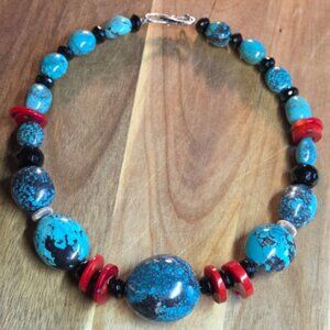 Natural Spiderweb Turquoise Necklace